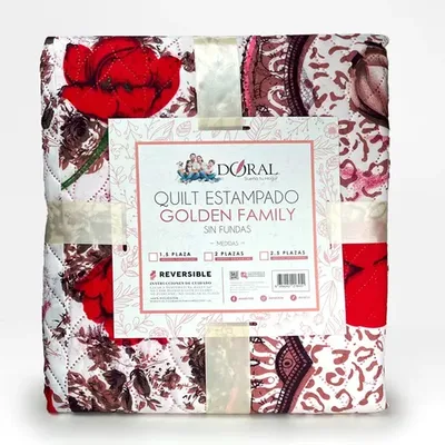 Quilt Hotpress Reversible 1.5 Plazas Poliéster Coral Claro