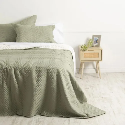 Quilt Sherpa Liso Super King Poliéster Verde Verde