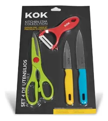Set De Utensilios De Cocina 4 Piezas Acero Inoxidable