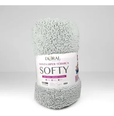 Manta Térmica Softy Poliéster Gris Claro Hiper Térmica 500 G Coral Claro