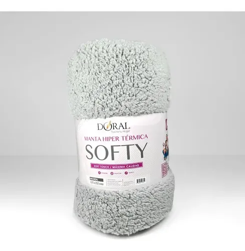 Manta Térmica Softy Poliéster Gris Claro Hiper Térmica 500 G Coral Claro