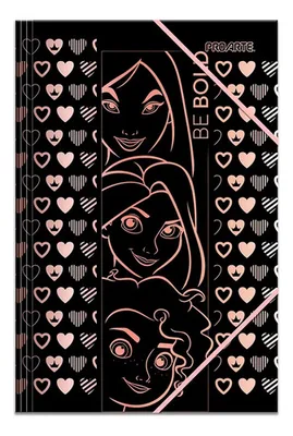 Carpeta Oficio Con Elástico Princesas Proarte Negro