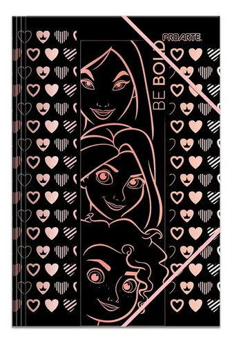 Carpeta Oficio Con Elástico Princesas Proarte Negro