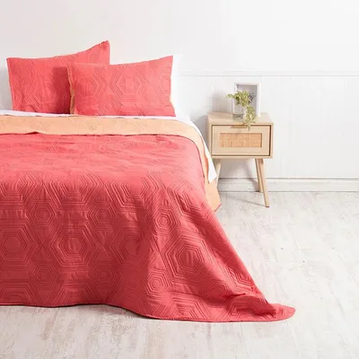 Quilt Bicolor King Reversible Poliéster 260x240 Coral Claro