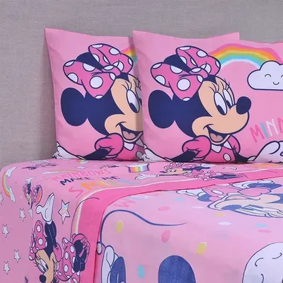 Set De Sábanas Microfibra 2 Plazas Minnie Rainbow