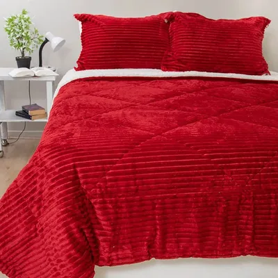 Cubrecama Sherpa Térmico Poliéster 3 Plazas Coral Claro