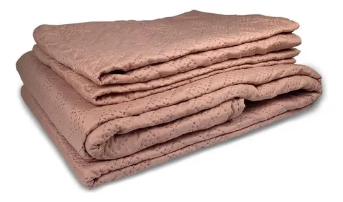 Quilt Liso 2 Plazas Poliéster Rosado Coral Claro