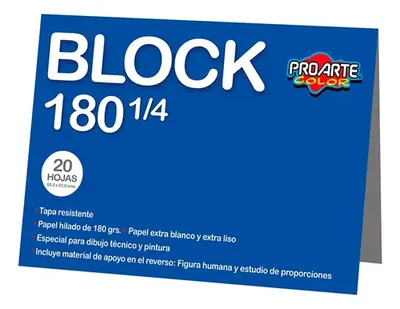 Block De Dibujo Medio 180 Grs Papel Blanco