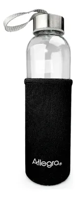 Botella De Vidrio 450cc Con Funda Neopreno Térmica Negro