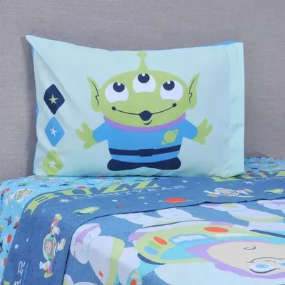 Set De Sábanas Microfibra Single Toy Story Buzz Verde Oscuro