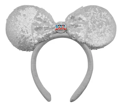 Cintillo Orejas Minnie Disney 100 Años Plata Coral Claro