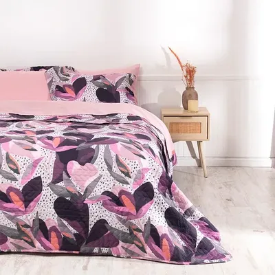 Set De Sábanas Y Quilt 2.5 Plazas Poliéster Reversible