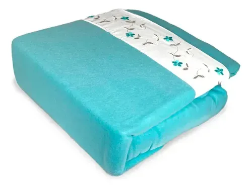 Set De Sábanas De Polar Bordadas 2.5 Plazas Azul