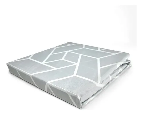 Set De Sábanas Micro Piel 2 Plazas Geométrico Gris