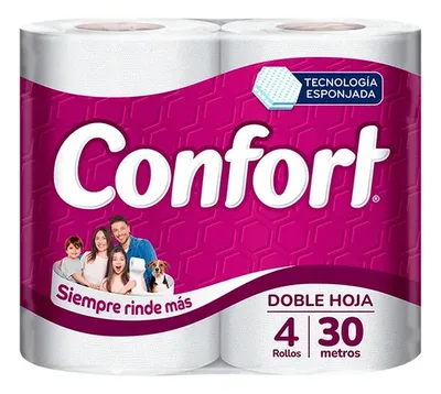 Papel Higiénico Doble Hoja 30 Metros Confort