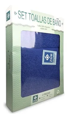 Set De Toallas 100% Algodón Cara Y Baño Azul