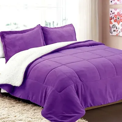 Cubrecama Sherpa Térmico 2 Plazas Lila Lila