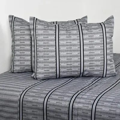 Set De Sábanas Estampadas 144 Hilos 2 Plazas Polycotton Gris