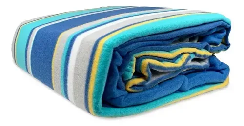 Set De Sábanas De Polar Estampadas 2 Plazas Azul