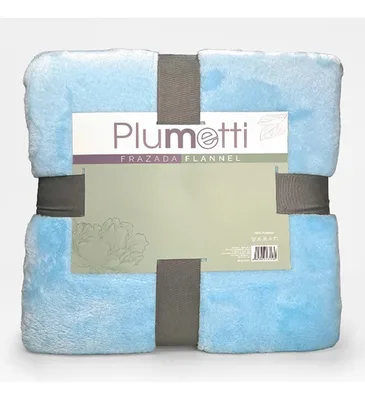 Frazada Flannel Térmica 1.5 Plazas Poliéster Celeste