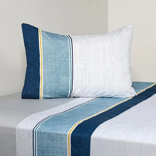 Set De Sábanas Estampada 200 Hilos Polycotton 1.5 Plazas Verde Oscuro