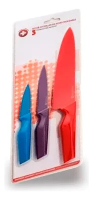 Set 3 Cuchillos De Cocina Acero Inoxidable Cerámica