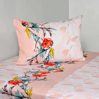 Set De Sábanas Estampada 144 Hilos 1 Plaza Algodón Poliéster Verde Oscuro