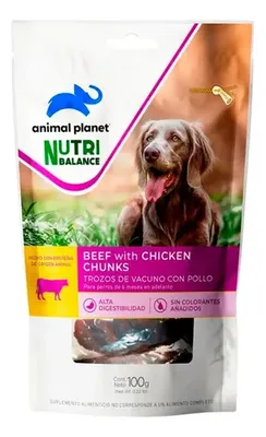 Snack Para Perros Trozos Vacuno Pollo 100gr