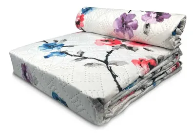 Quilt Estampado 2 Plazas Poliéster Floral Coral Claro