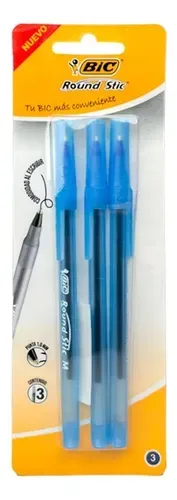 Bolígrafo Bic Round Stic Azul Punta 1mm Amarillo