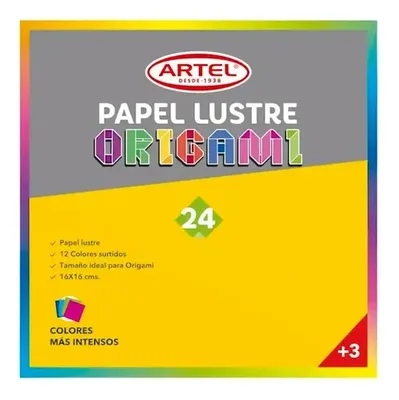 Papel Lustre Multicolor 24 Hojas 16x16 Cm Coral Claro