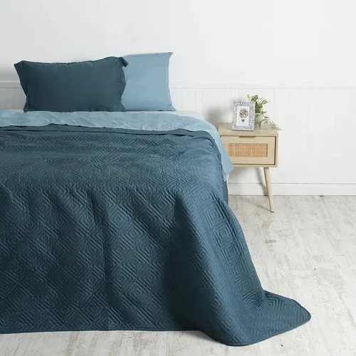 Set De Sábanas Y Quilt 1.5 Plazas Poliéster Azul Azul