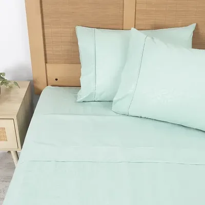 Set De Sábanas Microfibra 2.5 Plazas Embossed Verde