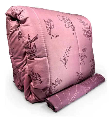 Plumón Estampado Microfibra 1.5 Plazas Coral Claro