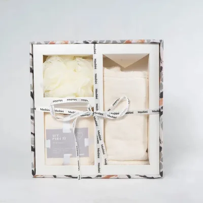 Set Toallas Baño Esponja Ducha Vainilla Coral Claro