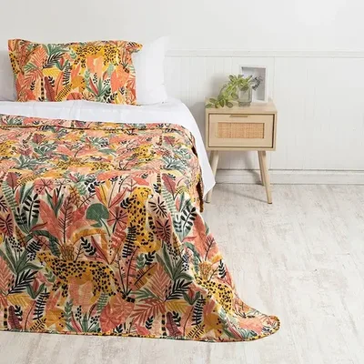 Quilt Estampado Reversible 1.5 Plaza Poliéster Coral Claro