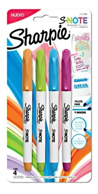 Destacadores Sharpie Snote 4 Colores Intensos Coral Claro