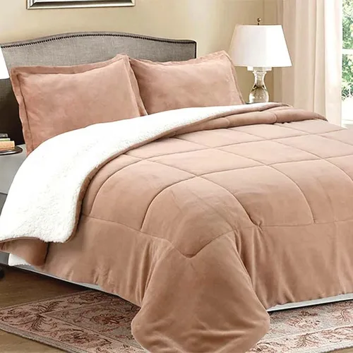 Cubrecama Sherpa Térmico King Beige Poliéster Beige