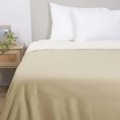 Frazada Polar Sherpa Térmica 2 Plazas Suave Beige