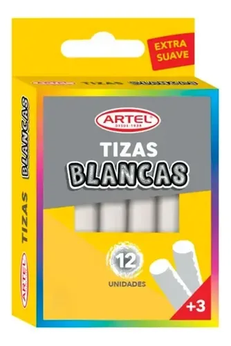 Tiza Blanca Extra Suave 12 Unidades Escolar Blanco