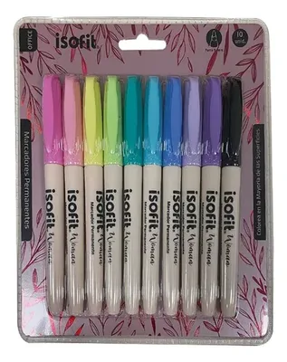 Marcador Permanente Punta Fina Multicolor Set 10 Coral Claro