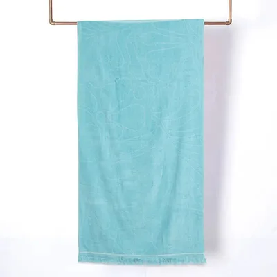 Toalla De Playa Algodón Jacquard 80x160cm Turquesa