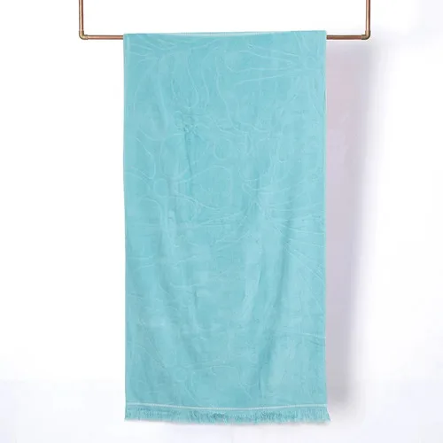 Toalla De Playa Algodón Jacquard 80x160cm Turquesa