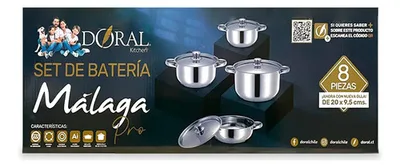 Batería De Cocina Acero Inoxidable 8 Piezas Málaga Pro