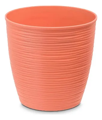 Maceta Redonda Plástico Estilo Piedra 25cm Coral Claro