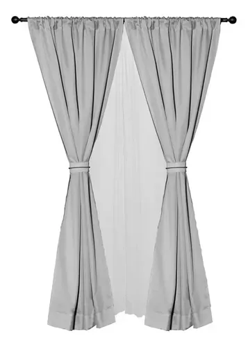 Set Cortina Amalia Pasa Tubo Poliéster 140x225 Coral Claro