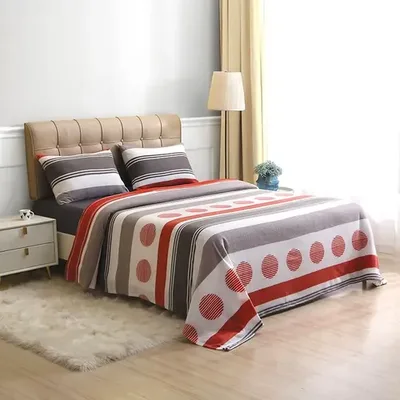 Set De Sábanas Polar King Franjas Gris Rojo Blanco Verde Oscuro