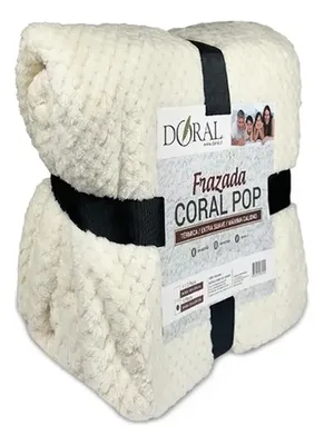 Frazada Térmica Coral Pop 2 Plazas Poliéster Coral Claro