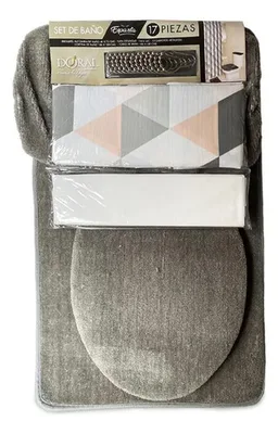 Set De Baño Esparta 17 Piezas Poliéster Gris Gris