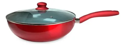 Wok Antiadherente Titanio 30cm Para Cocina Rojo